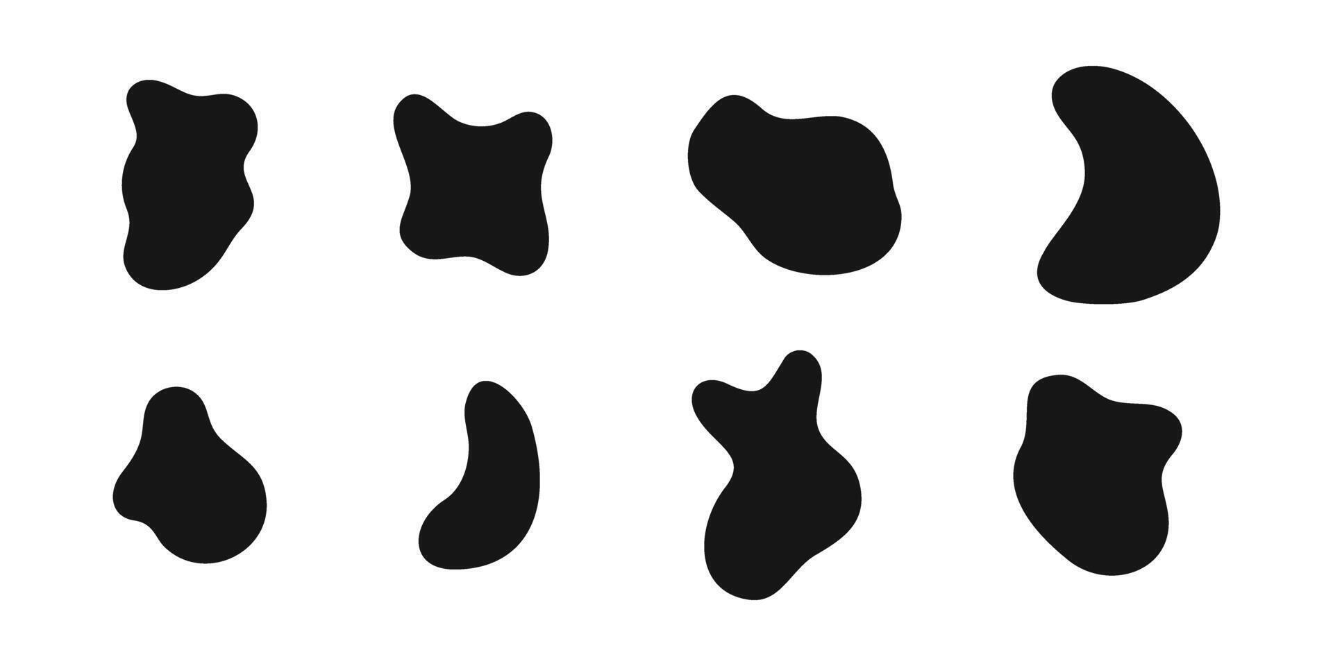 Set of irregular shapes, organic blobs, liquid ink spots, distorted bubbles vector