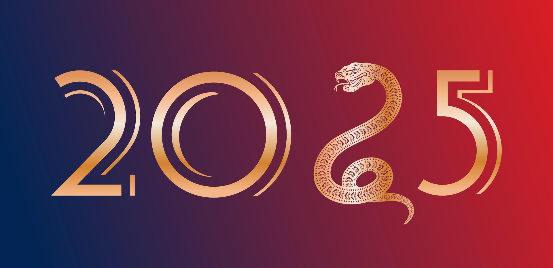 A Celebratory Design Concept for the Year 2025, Highlighting a Magnificent Motif. Chinese New Year of the Year of the Green Wood Snake. Asian style. For advertising, website, poster, sale flyer. vector