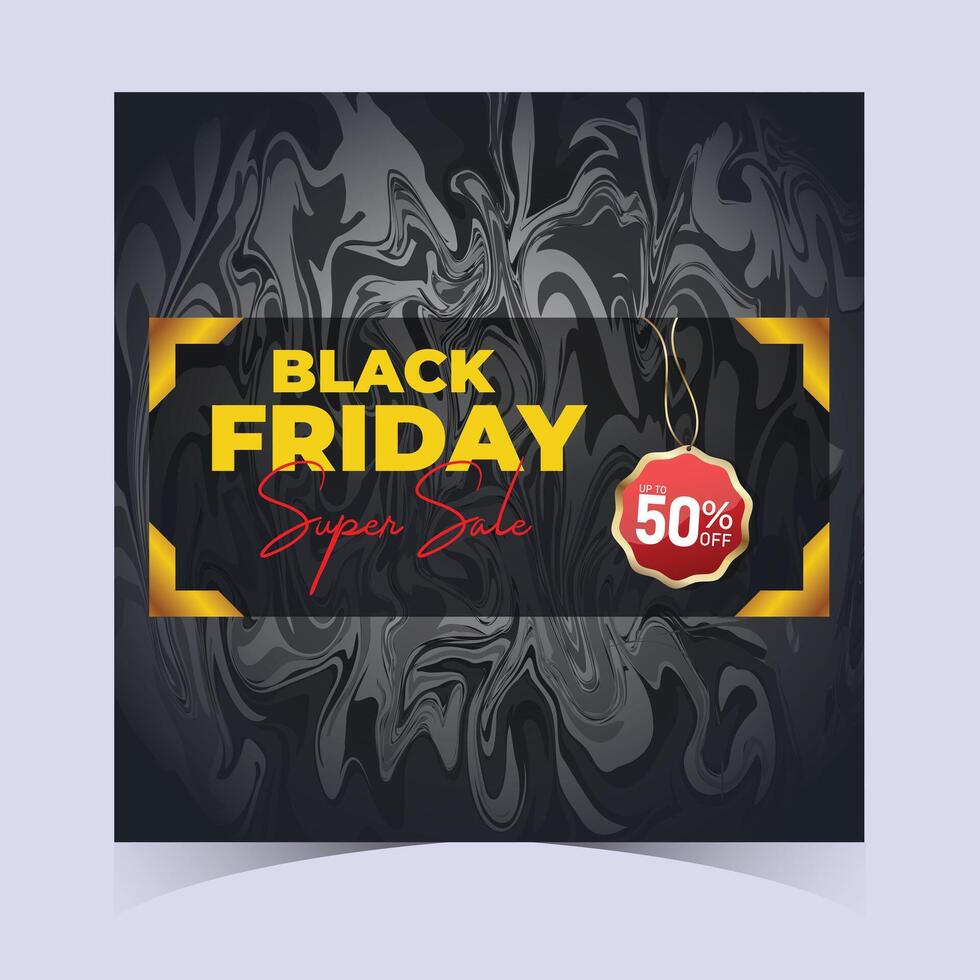 Black friday sale banner with a golden label and a black background vector