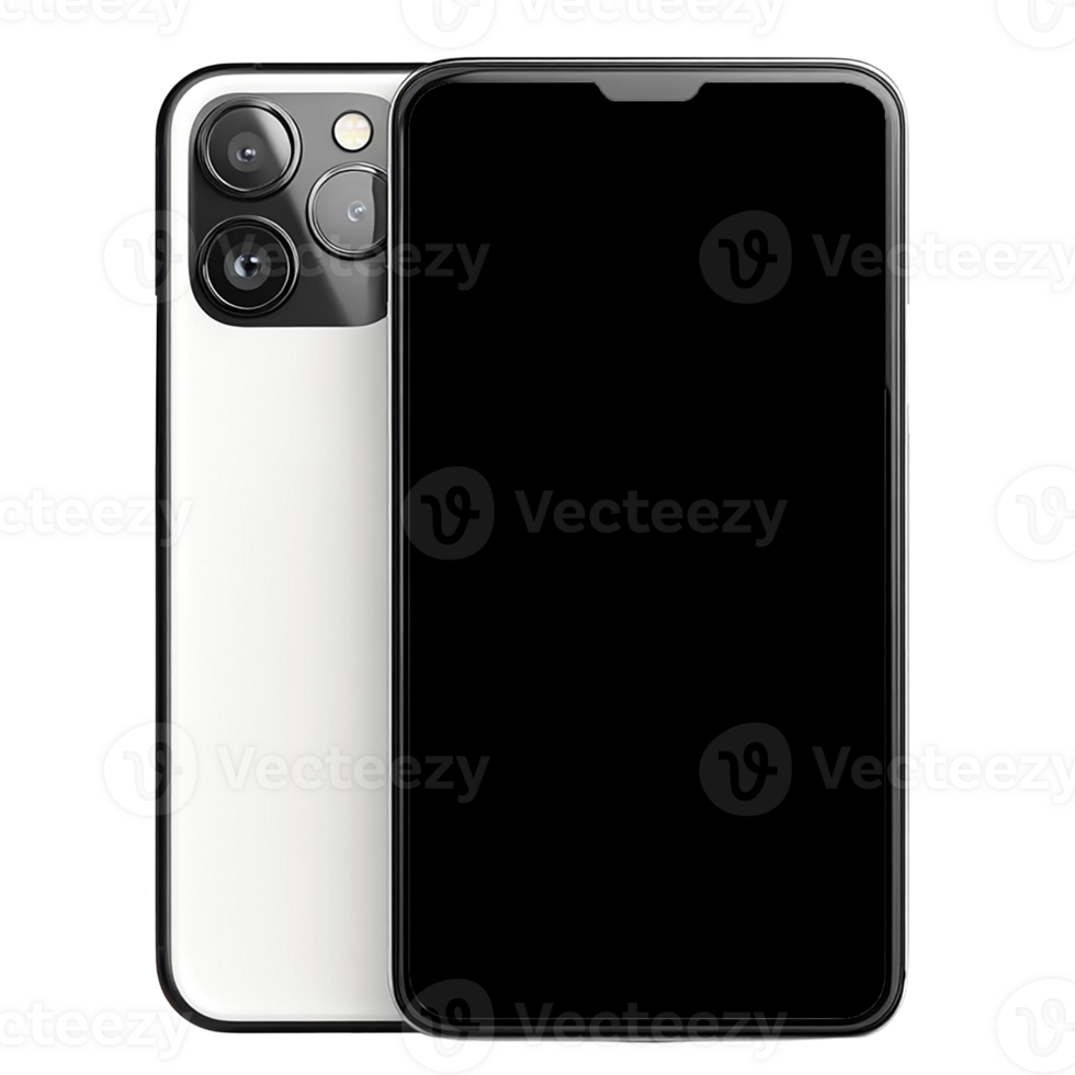 Modern smartphone with dual camera and sleek design, isolated on transparent background. png