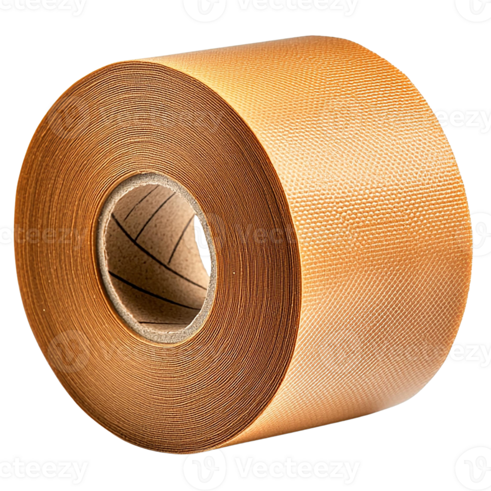 Close-up of a roll of copper tape, showcasing its shiny surface and intricate texture. Ideal for crafts and DIY projects. png