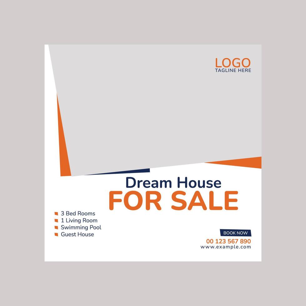 ream home social media post design template is available for purchase. vector