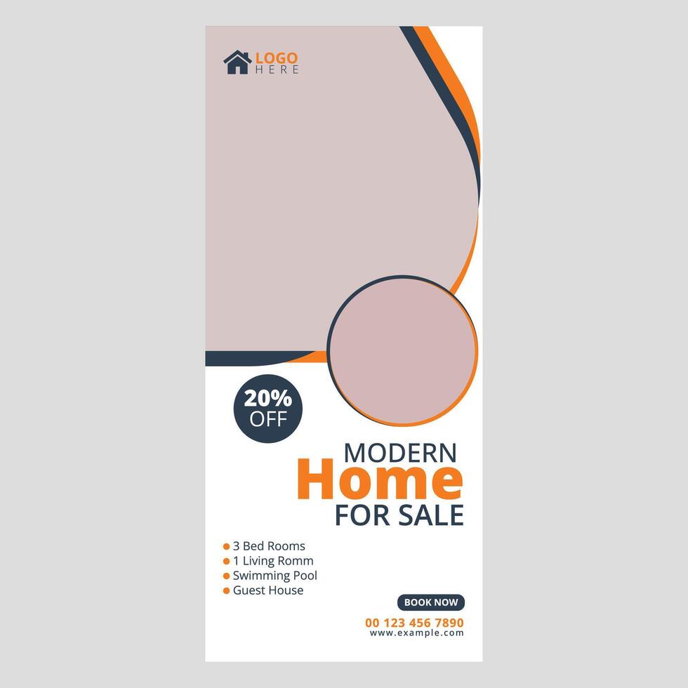 Roll-up banner design featuring buildings and real estate vector