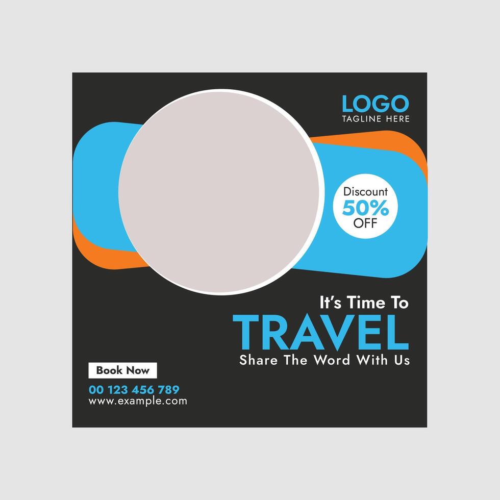 Design template for global trip social media posts. vector