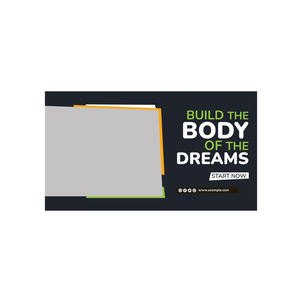Template for a gym training thumbnail and banner on the internet. vector