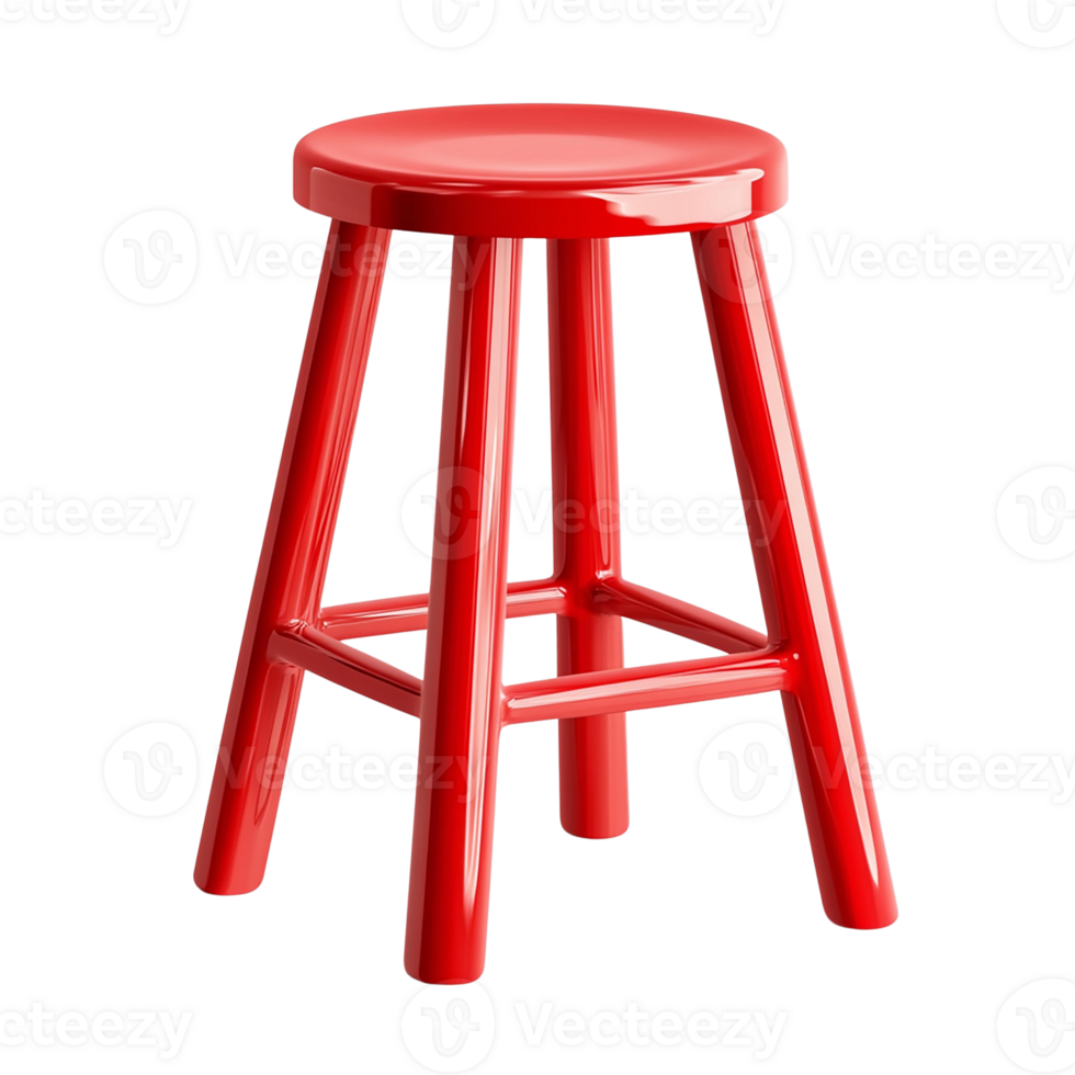Vibrant red stool perfect for modern interiors, stylish decor, or casual dining., isolated on transparent background. png