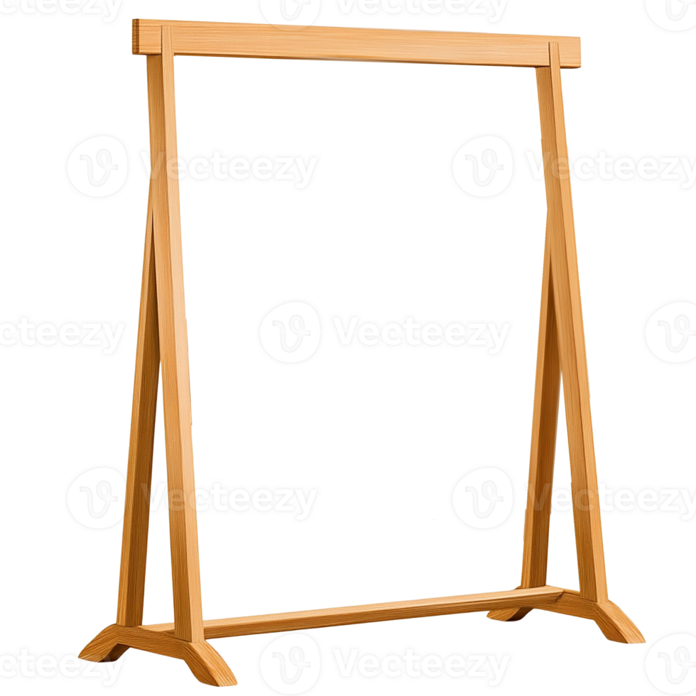 A simple wooden frame perfect for art displays, craft shows, isolated on transparent background. png