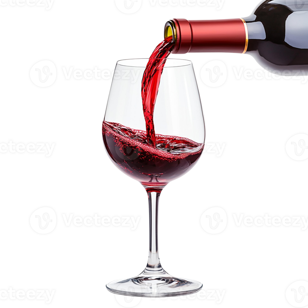 A rich red wine being poured into an elegant glass png
