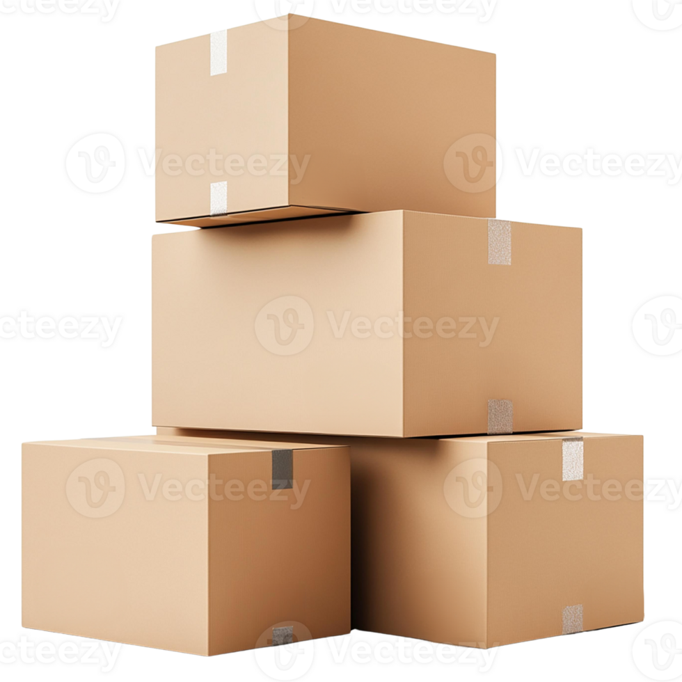 A stack of brown cardboard boxes perfect for shipping, moving, or storage. Ideal for logistics and packing themes. png
