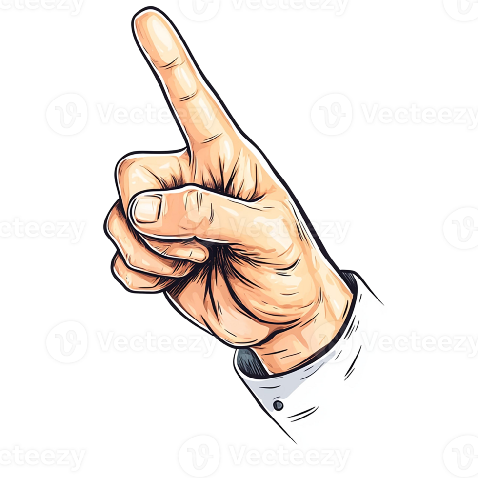 A hand with a raised index finger, symbolizing a point of emphasis or alertness png