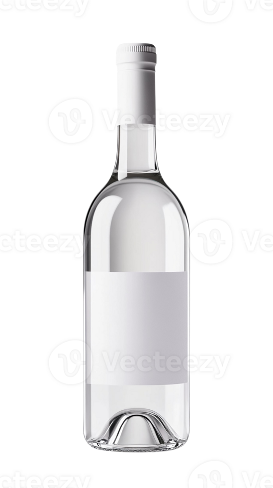 Wine bottle with a blank label on transparent background. png