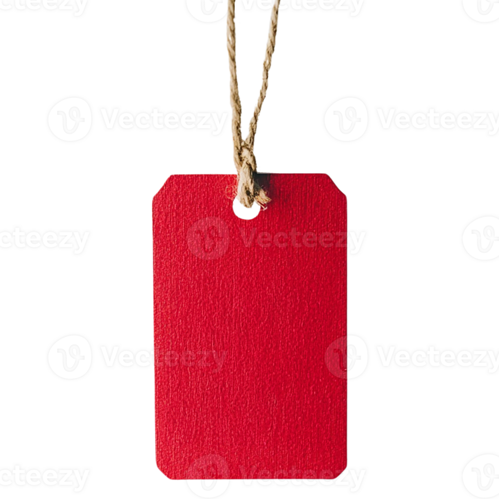 Red price tag on transparent background. png