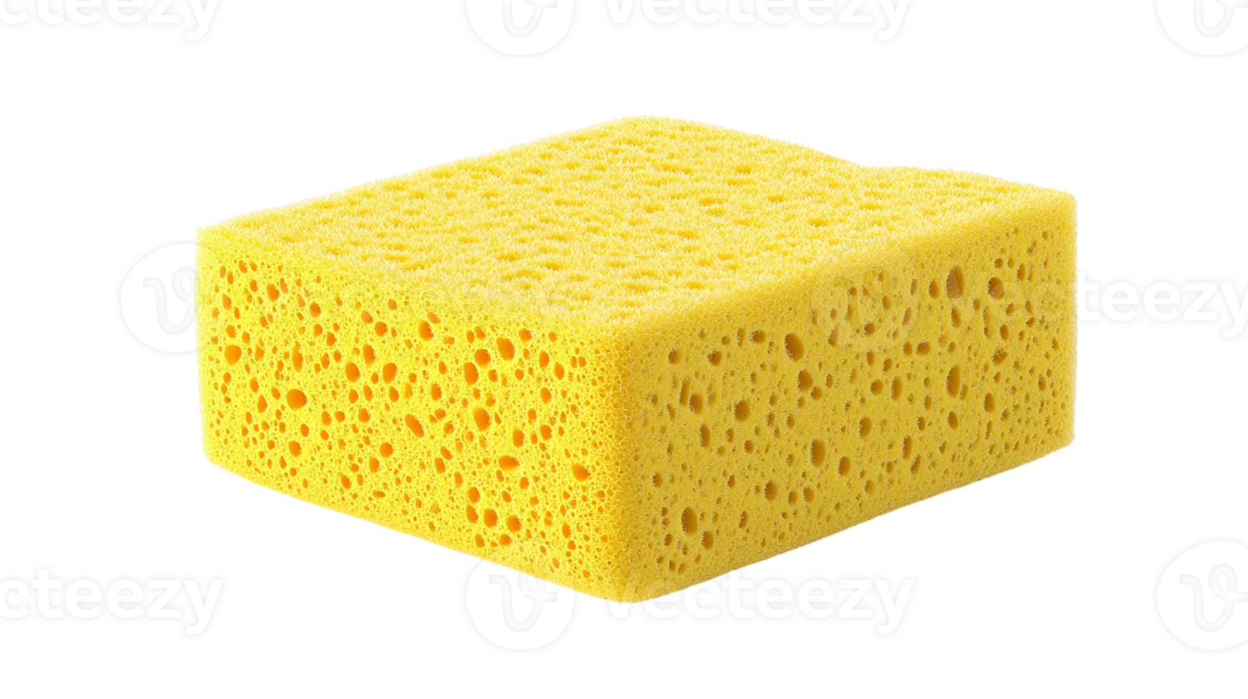 Yellow kitchen sponge on transparent background. png