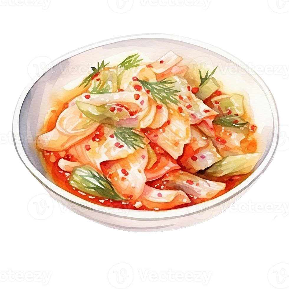 Colorful bowl of fresh salad with vegetables, herbs, and a spicy dressing. isolate on transparent background png