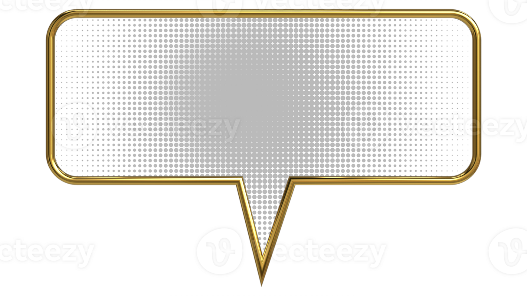 below indicated 3D chat bubble with golden edge rendering for online live chat design element png