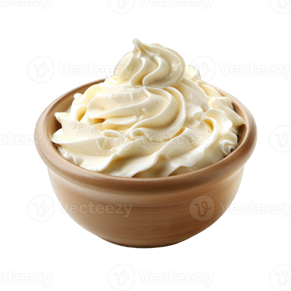 Cream in bowl isolated on transparent background cutout png