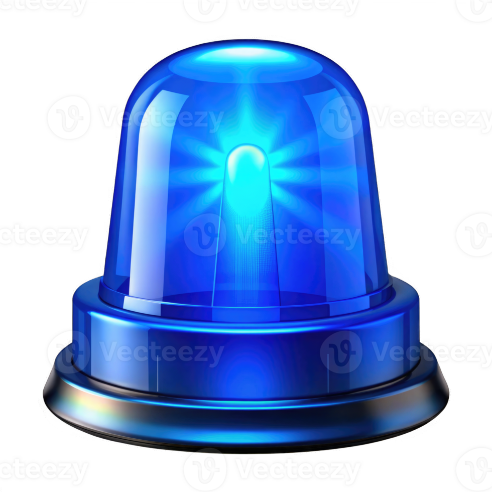 Blue siren police beacon glowing icon style isolated on transparent background Cutout png