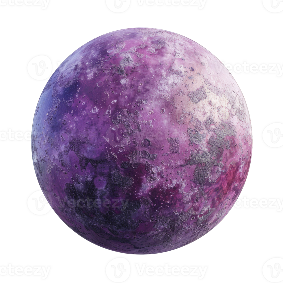 Purple planet isolated on transparent background cutout png