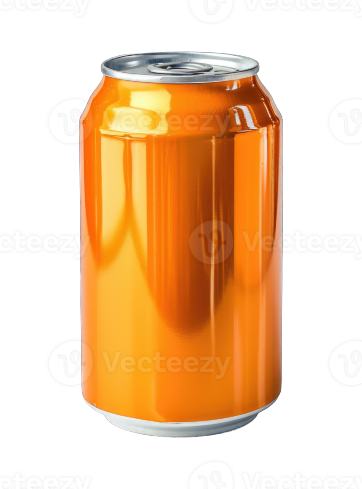 Orange soda can mockup isolated on transparent background cutout png