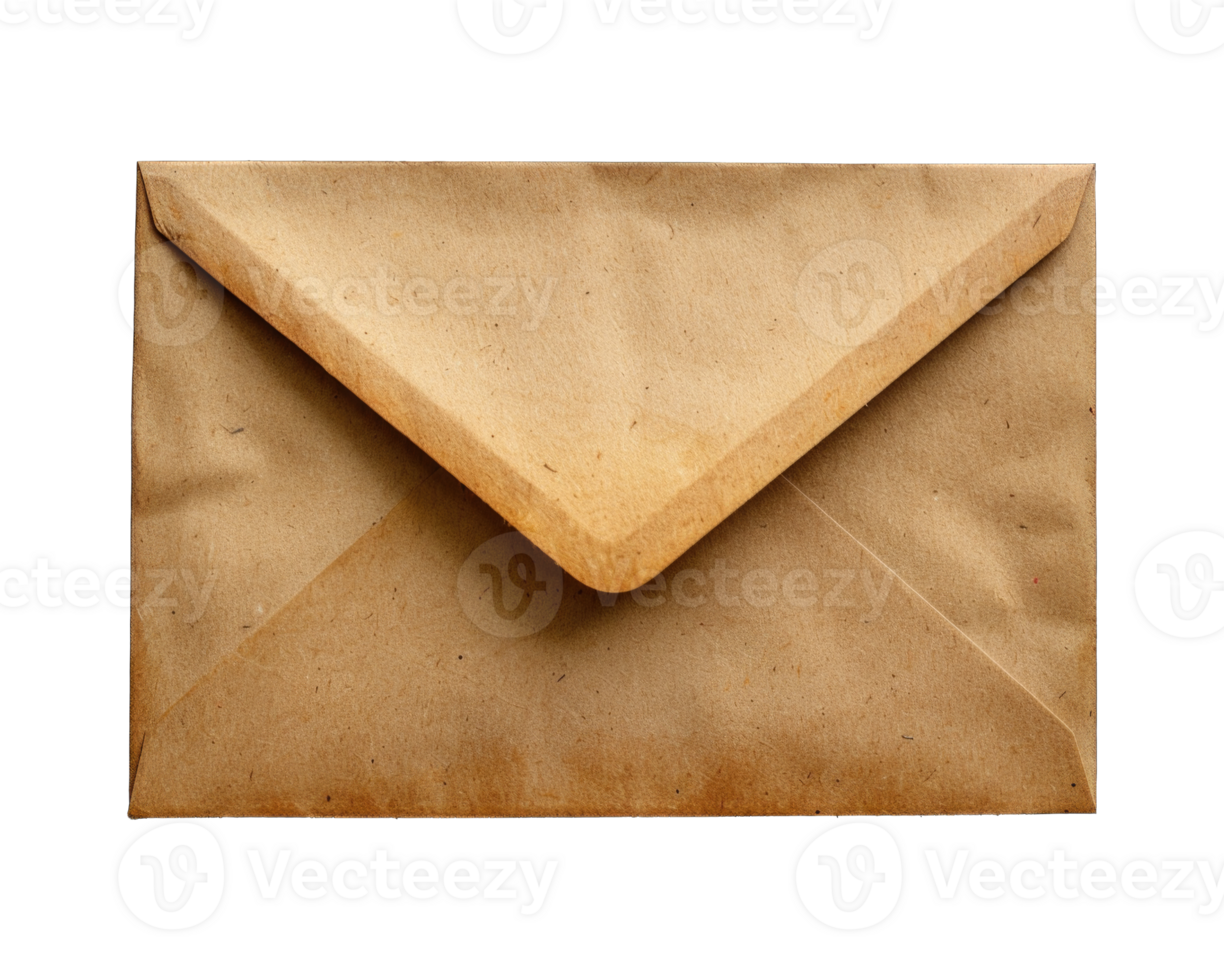 Brown envelope isolated on transparent background cutout png