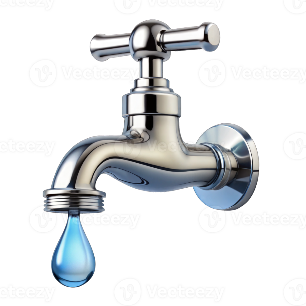 Isolated 3D Realistic Faucet on Transparent Background Cutout png