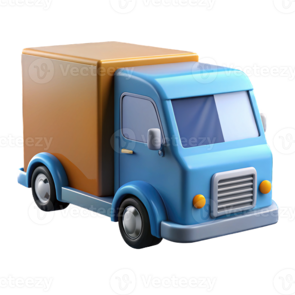 Truck plastic style render 3d icon isolated on transparent background cutout png