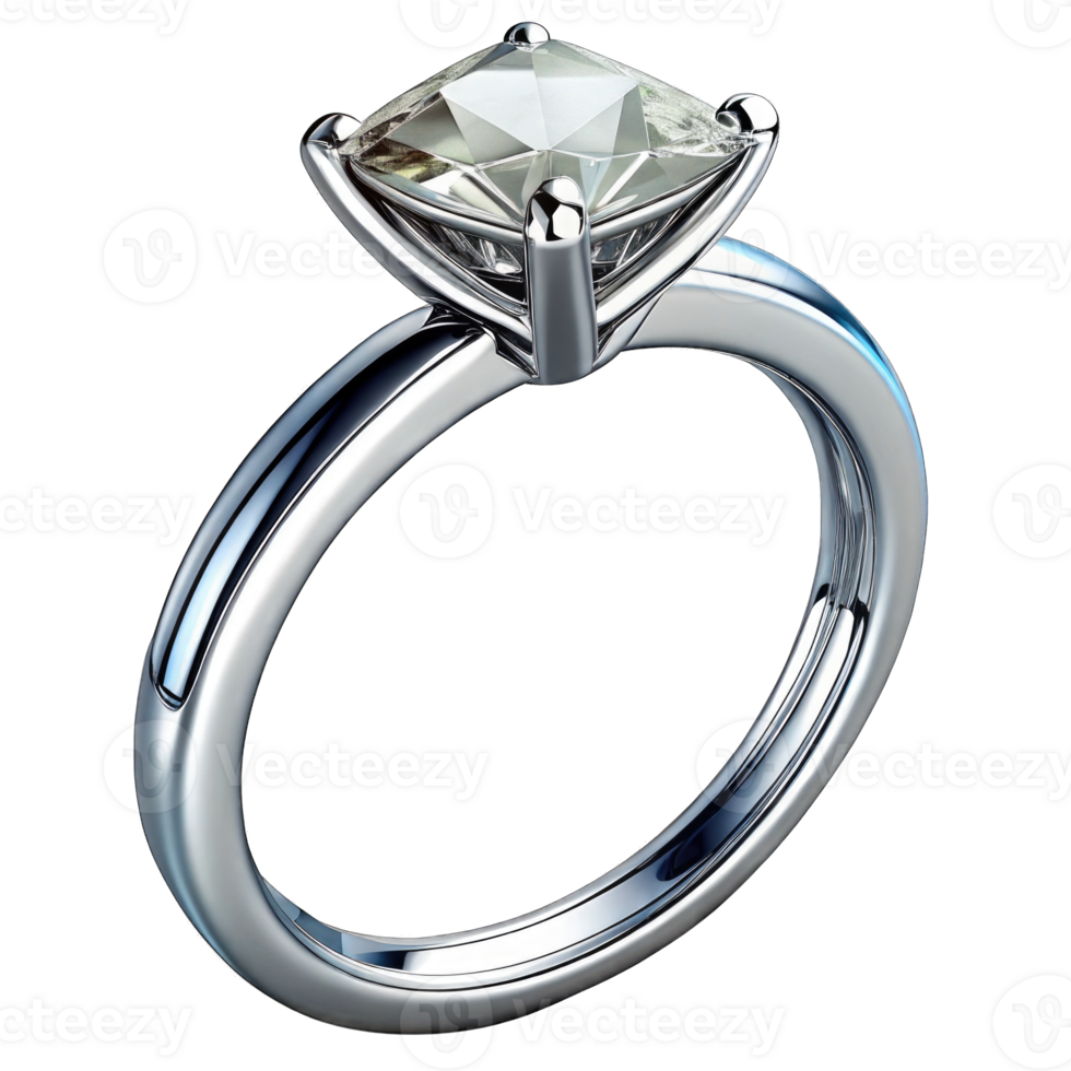 Cartoon Style 3D Diamond ring Icon Isolated on Transparent Background Cutout png