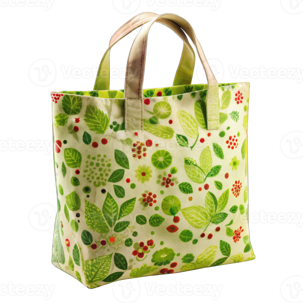 Cartoon Style 3D Shopping bag floral design Icon Isolated on Transparent Background Cutout png