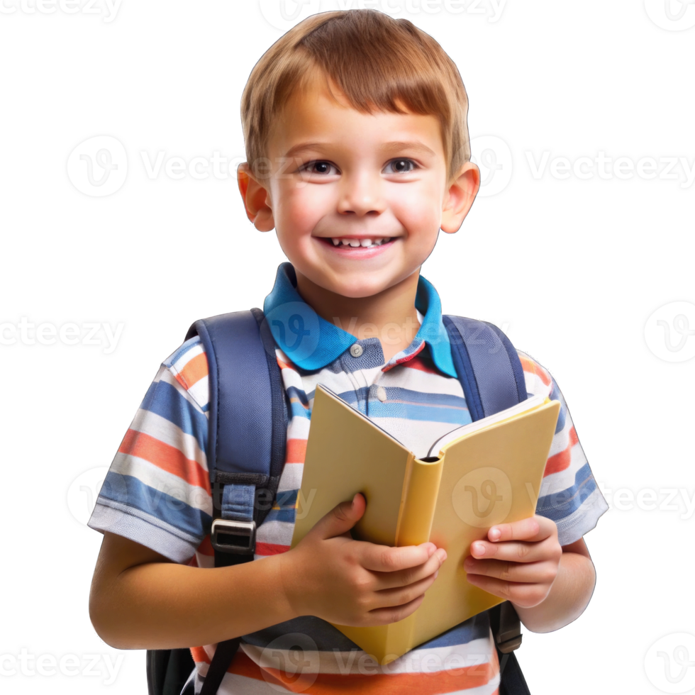Cartoon Style 3D Little boy holding book Icon Isolated on Transparent Background Cutout png