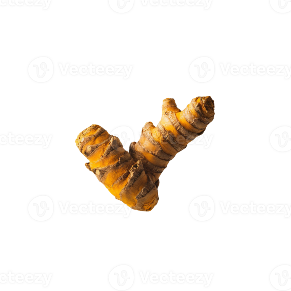 Organic turmeric root snapshot on a transparent surface png