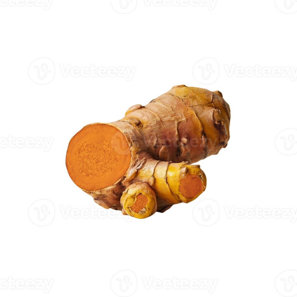 Bright turmeric powder shot on a transparent plane png