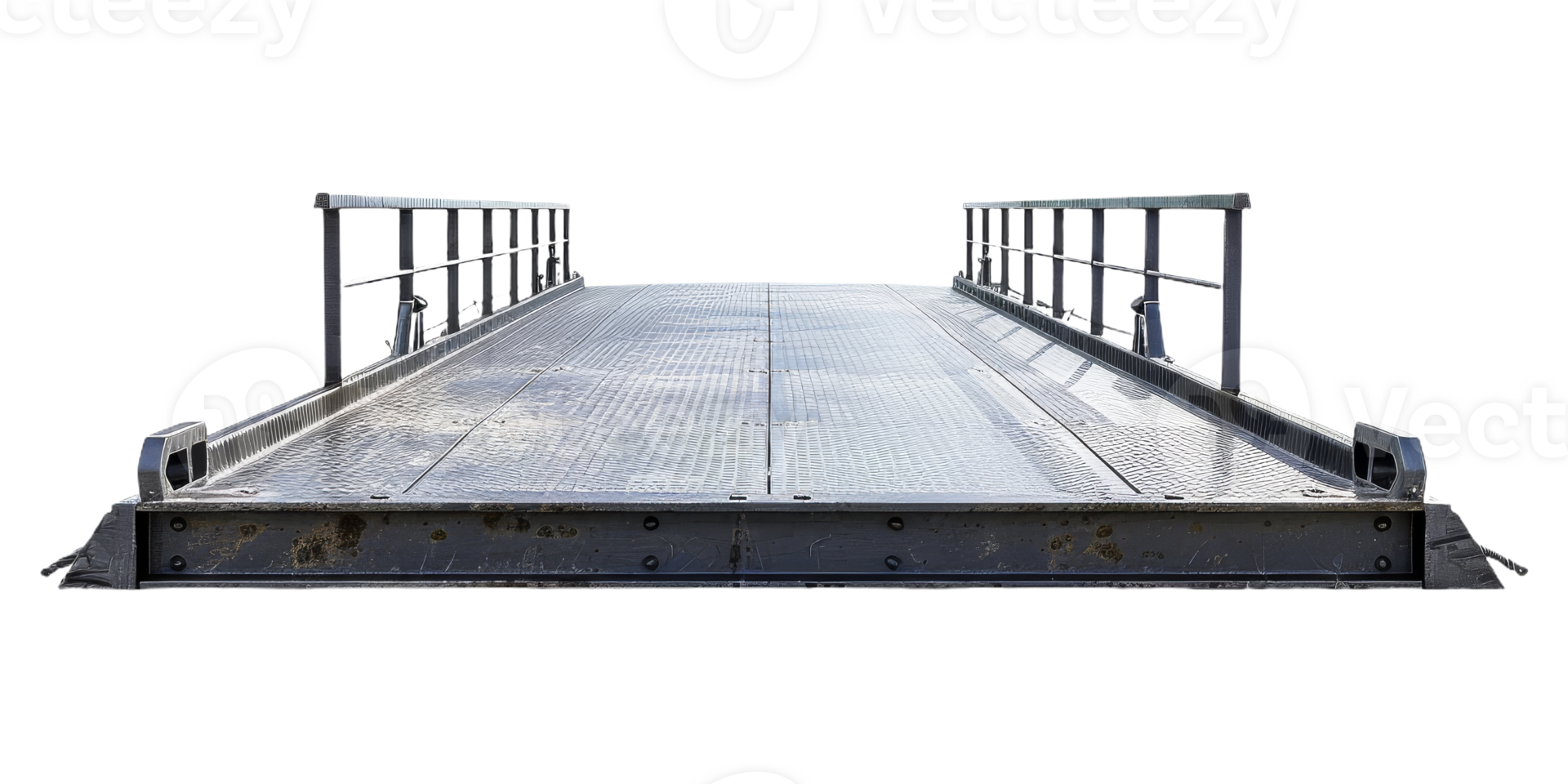 Floating Bridge with Metal Railings on Isolated Background. Front View. Engineering and Construction Concept png