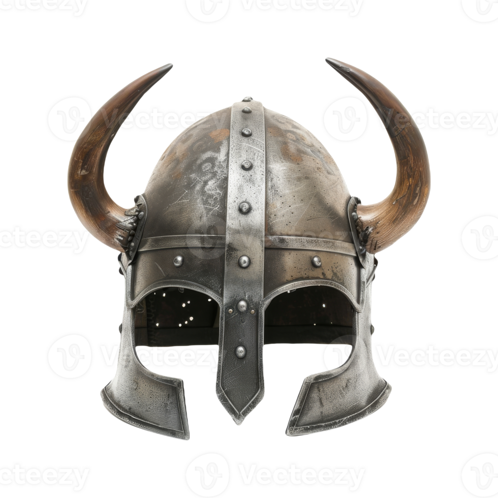 Metall Wikinger Helm mit Hörner auf isoliert Hintergrund, historisch Design Elemente png