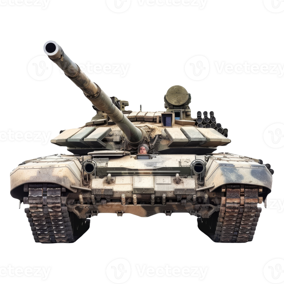 Tank on Isolated Background, Armored Combat Vehicle Front View png