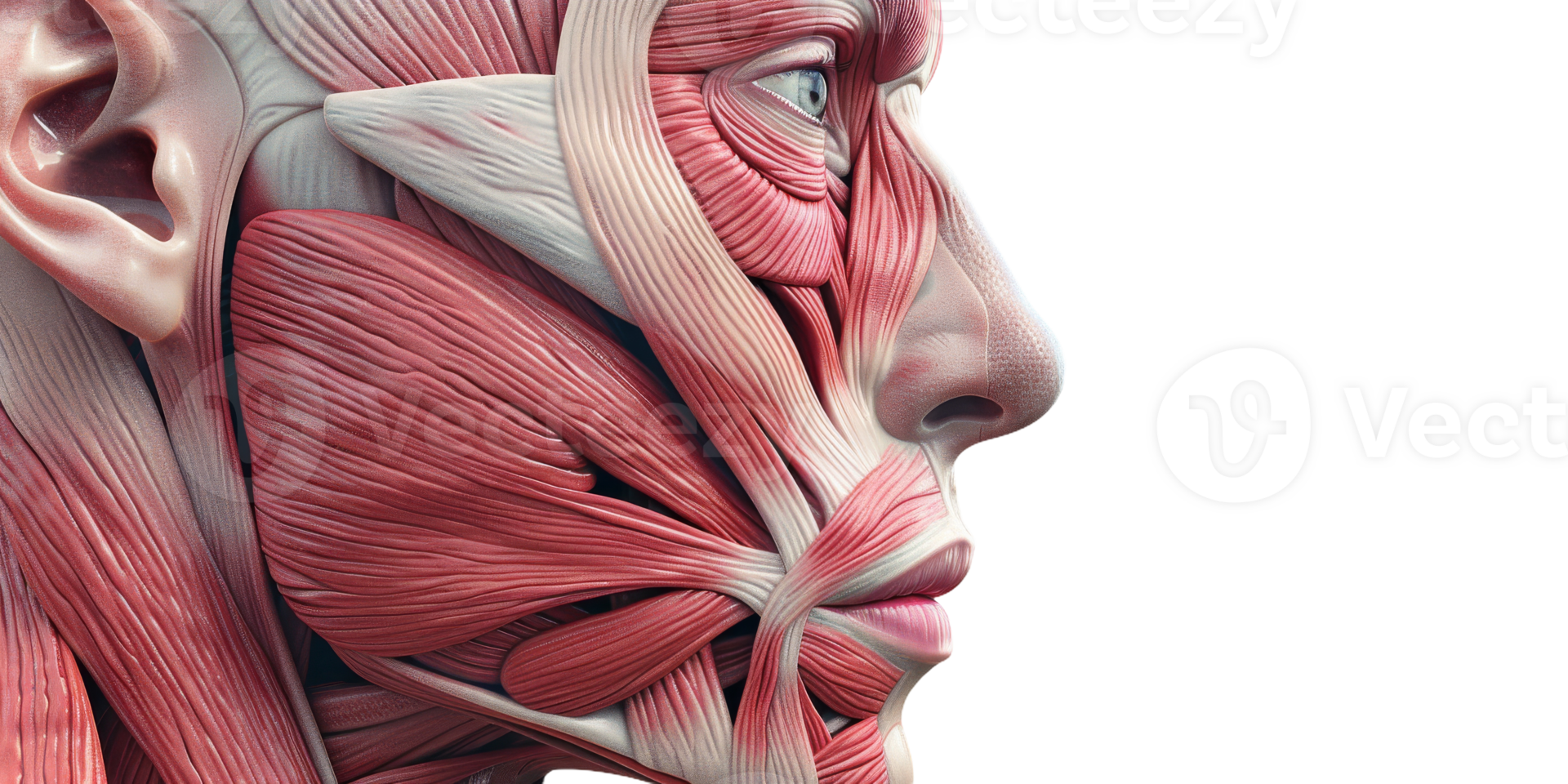 Close up Human Face Muscles. Anatomical Structure and Healthcare Concept png