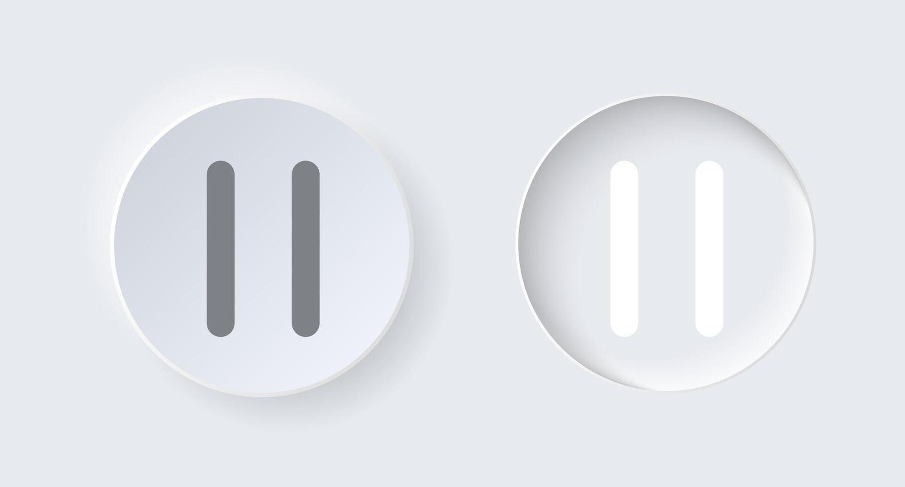 Neumorphic round on and off button for interface application or web design. Simple elegant luxury neumorphism trendy designs element UI components isolated on white background. vector