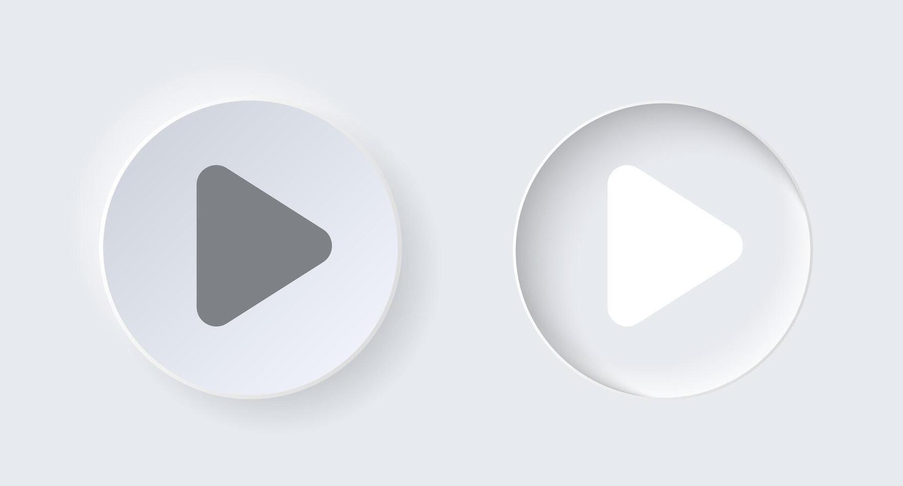 Neumorphic round on and off button for interface application or web design. Simple elegant luxury neumorphism trendy designs element UI components isolated on white background. vector