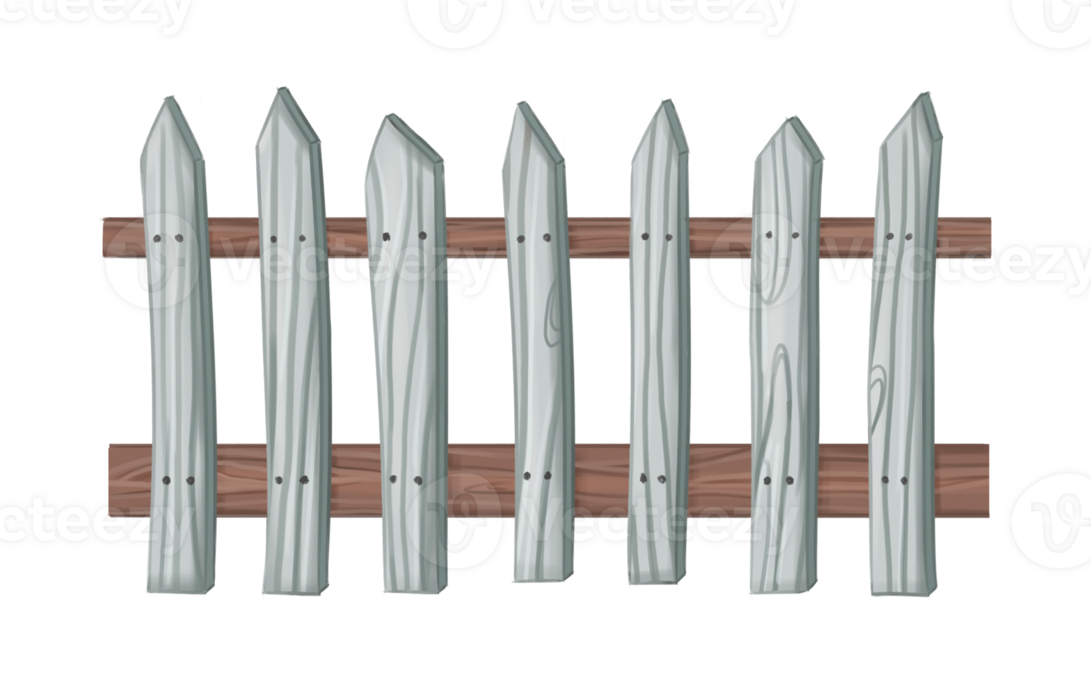 The old wooden garden fence is blue. Protection of fields, vegetable gardens, orchards. Autumn festivals, holidays in rustic style. Farm work, harvesting fields, crops. Isolated digital illustrations png