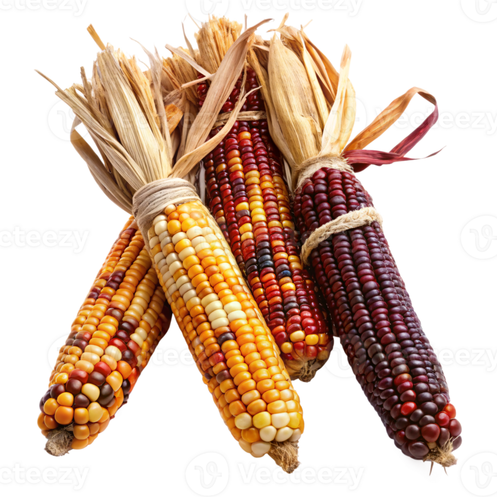 indian corn, heirloom corn cobs with multicolored kernels png