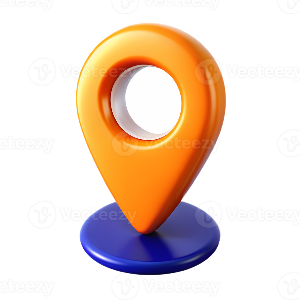 3D bright location pin icon png
