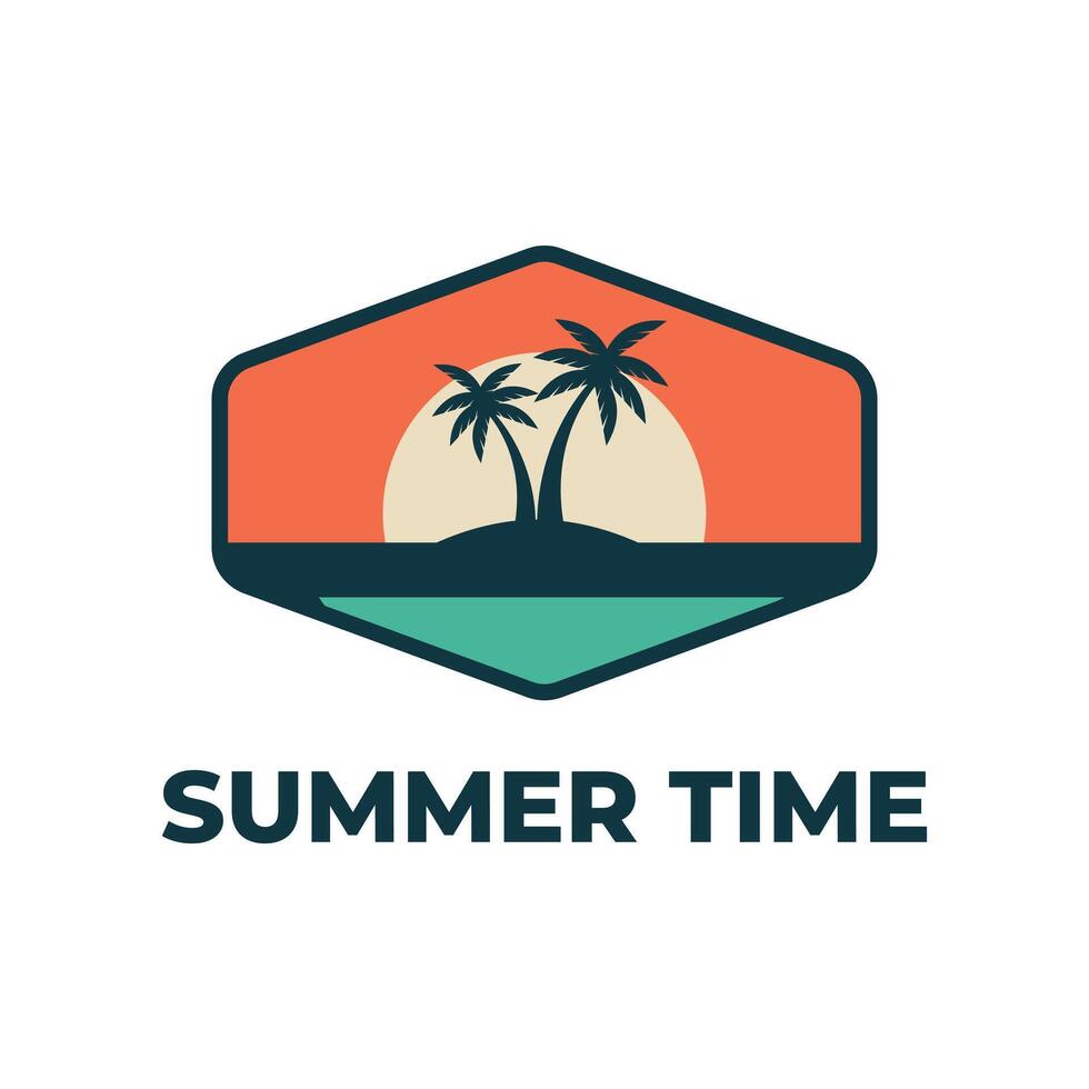 summer time logo design concept vintage badge vector