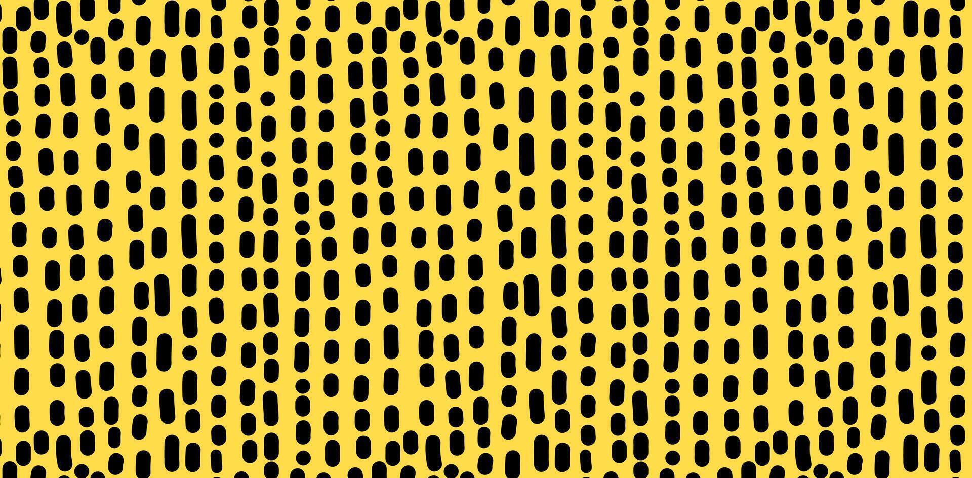 Hand Drawn dash pattern. Seamless pattern with small black lines on a yellow background vector