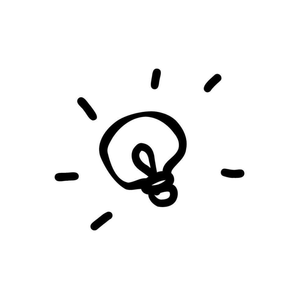 Doodle lightbulb icon. Simple illustration vector