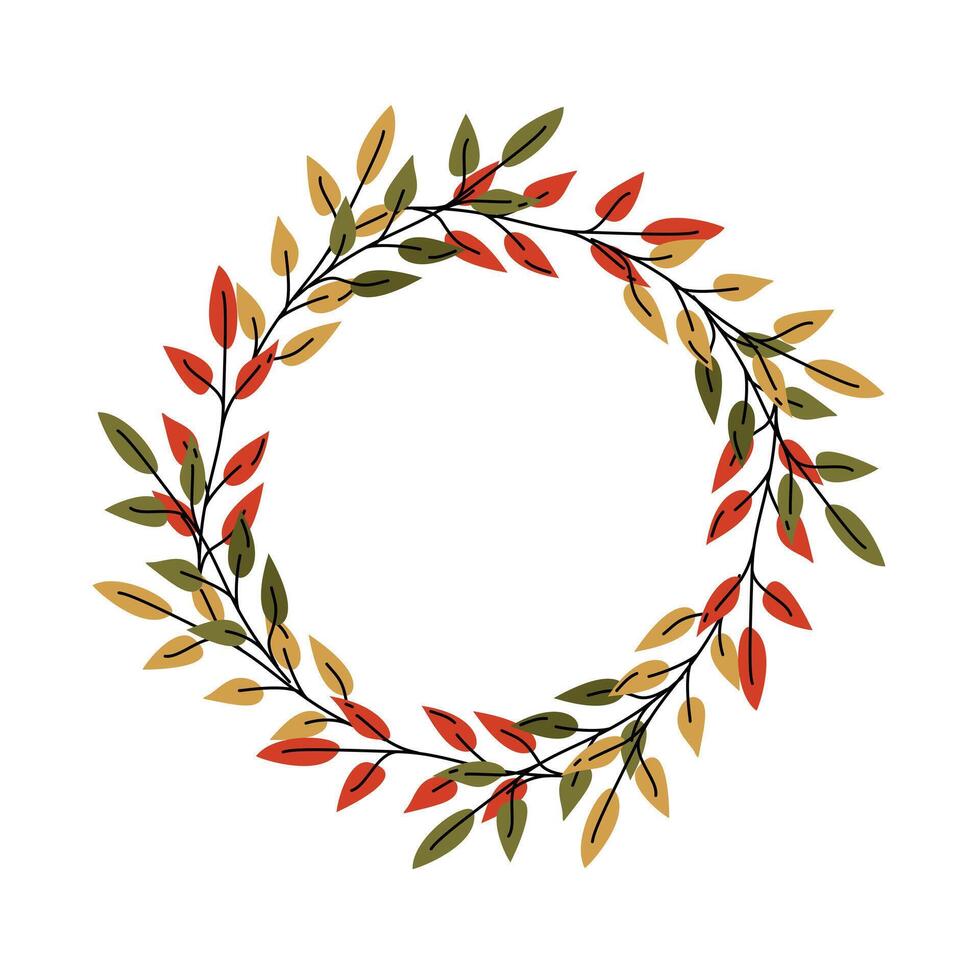Autumn wreath of simple-shaped leaves. Suitable for designing cards, invitations, packaging, banners, interiors, event decor, and other fall-themed projects. vector