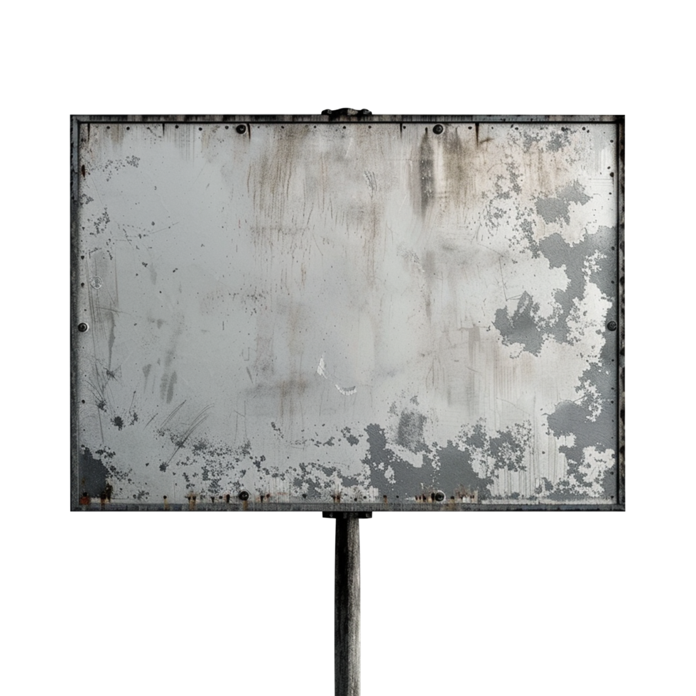 An old white sign on a metal pole png