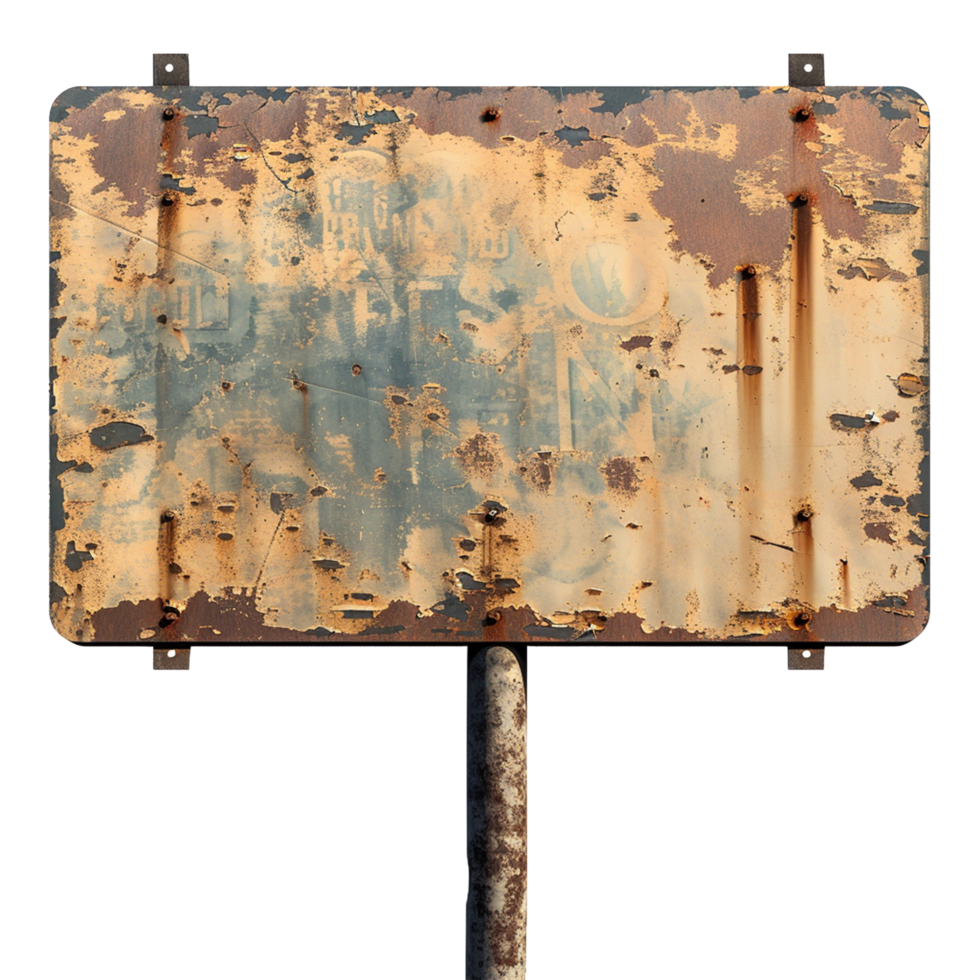 An old rusty sign on a pole png
