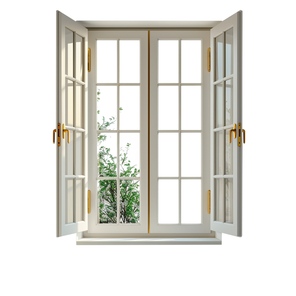 An open window with a view of a tree png