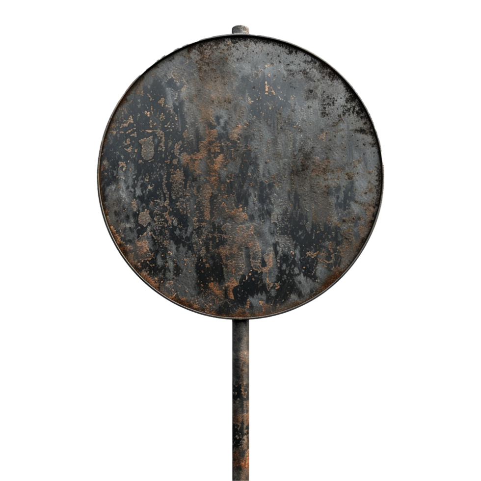 A metal pole with a rusty metal plate on it png