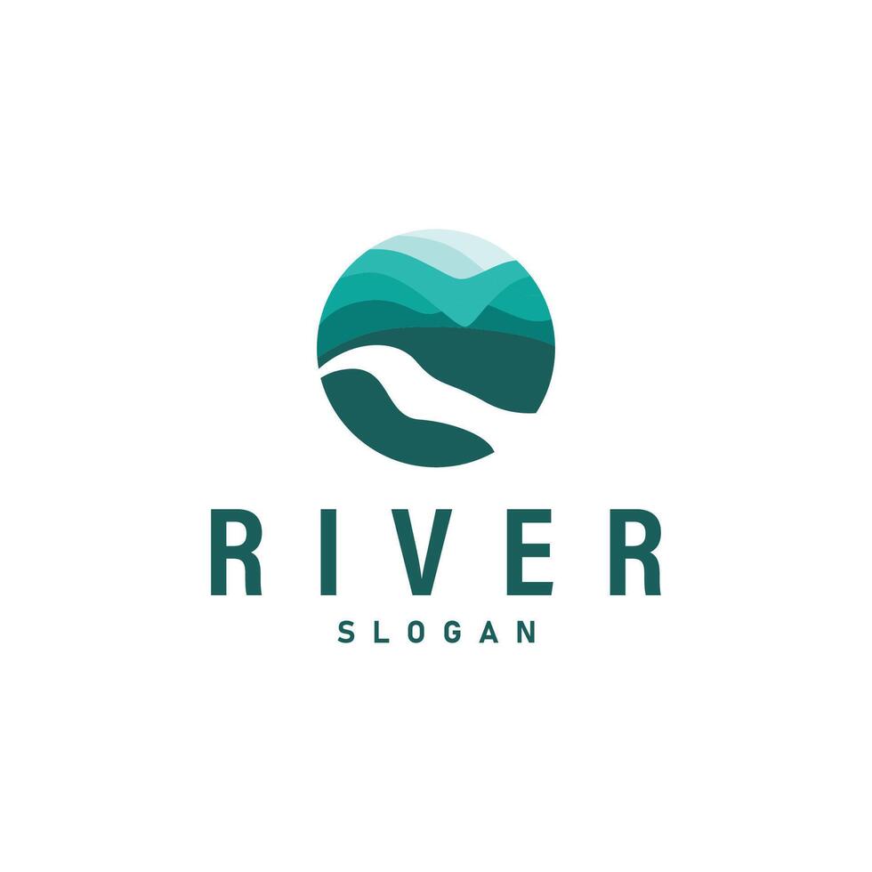 River logo, creeks, simple silhouette inspiration design river flow illustration template 2 vector