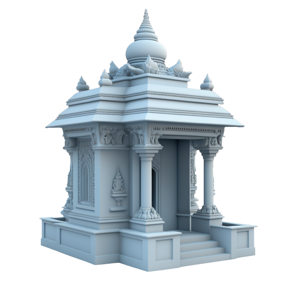 A small temple with a white roof and pillars png